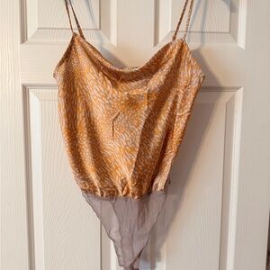 Lush Satin Cowl Neck Spaghetti Strap Bodysuit size medium